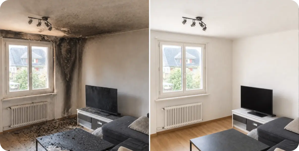 Fachgerechte Reinigung nach Feuer- und Rauchschäden